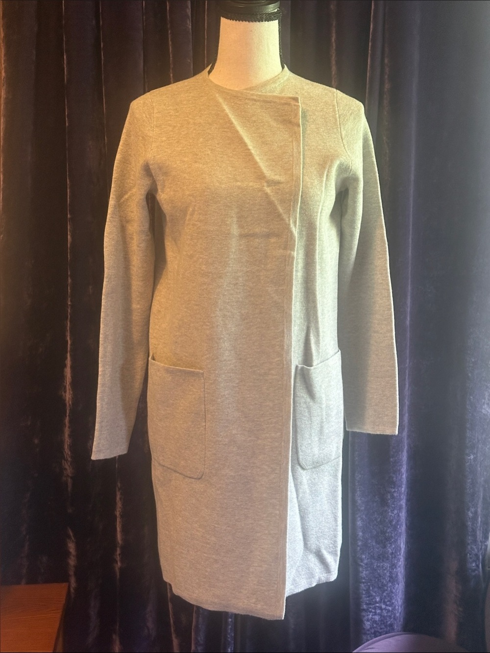 JCrew Juliette Collarless Sweater Blazer Merino Wool Blend Open Front Sz XXS